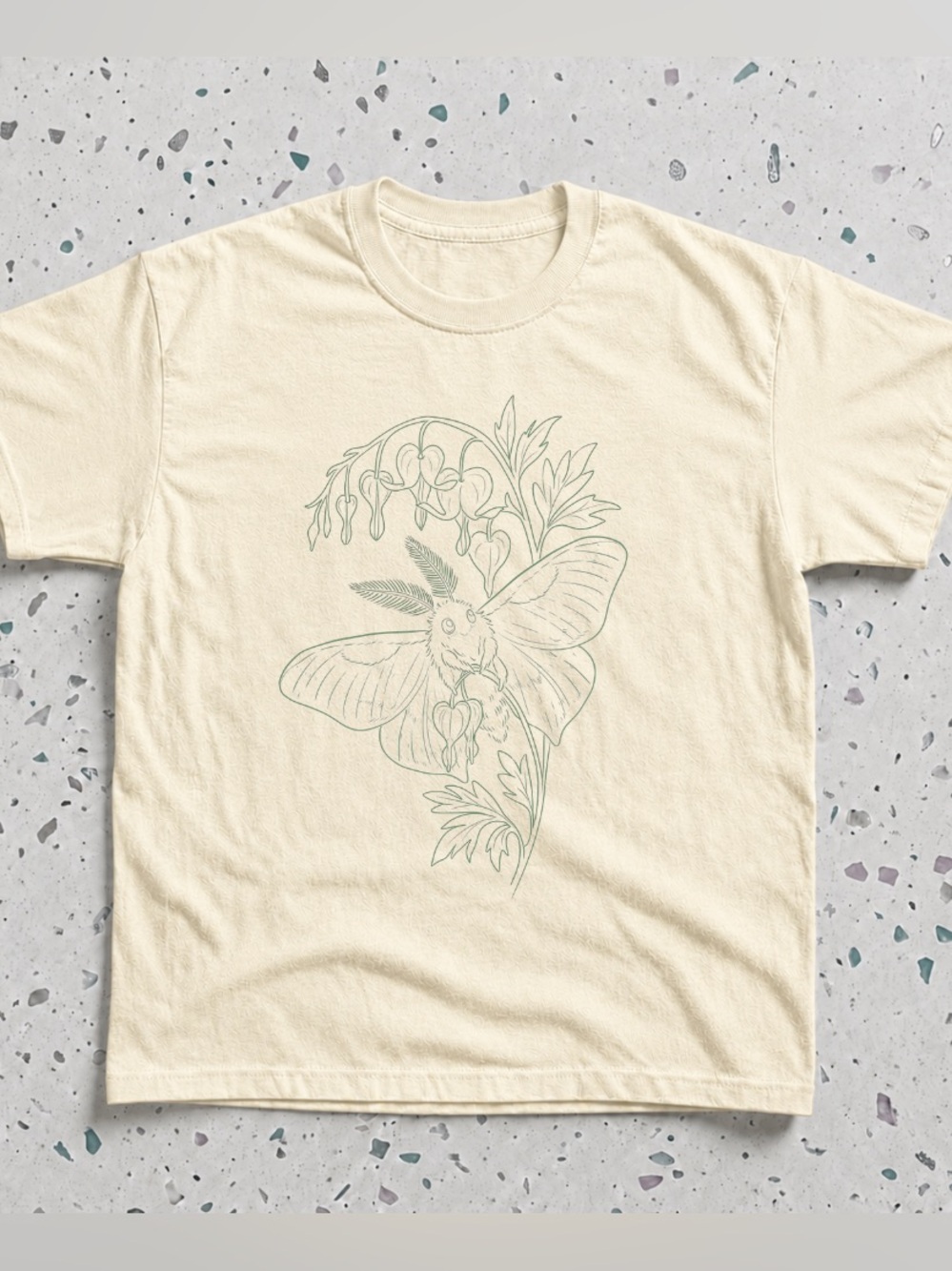 Botanical Luna Moth Illustration Graphic Tee
